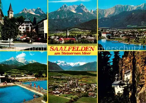AK / Ansichtskarte Saalfelden_Steinernes_Meer Ritzensee Freibad Kitzsteinhorn Einsiedelei Saalfelden_Steinernes