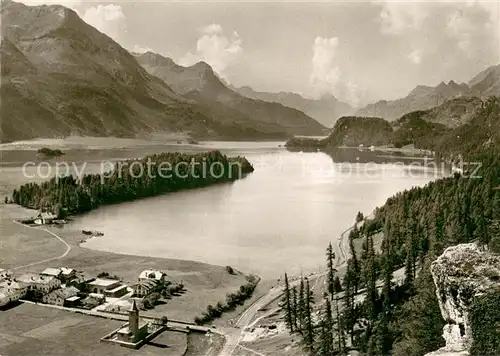 AK / Ansichtskarte Baselgia Silsersee und Chast? Isola Maloja Baselgia