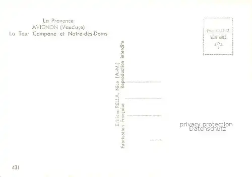 AK / Ansichtskarte Avignon_Vaucluse Tour Campane et Notre des Doms Avignon Vaucluse