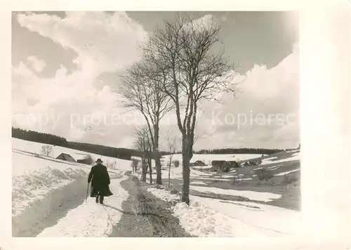 AK / Ansichtskarte Kniebis_Freudenstadt Weg im Schnee Kniebis_Freudenstadt