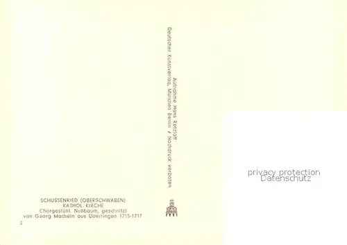 AK / Ansichtskarte Schussenried_Bad Kirche Chorgest?hl Schussenried_Bad