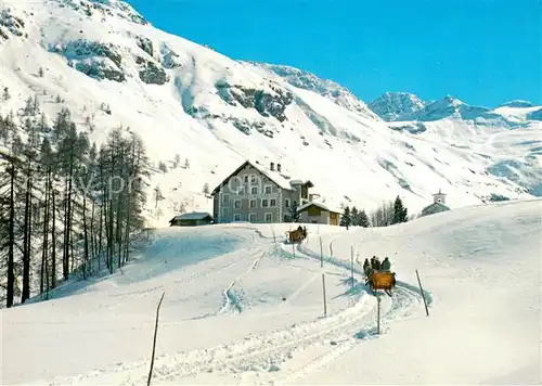 AK / Ansichtskarte Fex Hotel Sonne Pferdeschlitten Oberengadin Fex