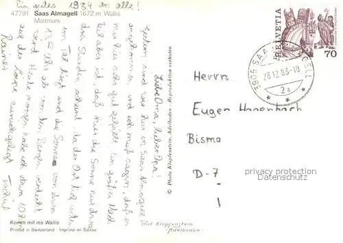 AK / Ansichtskarte Saas_Almagell Mattmark Saas Almagell