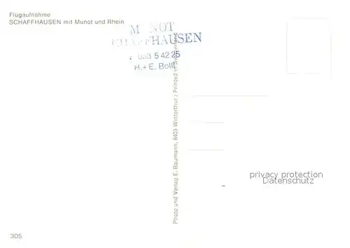 AK / Ansichtskarte Schaffhausen_SH Fliegeraufnahme mit Munot und Rhein Schaffhausen SH