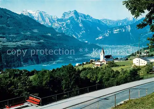 AK / Ansichtskarte Amden_SG mit Walensee Linthebene und Glarneralpen Amden_SG