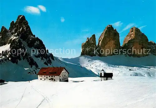 AK / Ansichtskarte Monte_Paterno Dolomiten Paternkofel Drei Zinnen mit Dreizinnenh?tte 