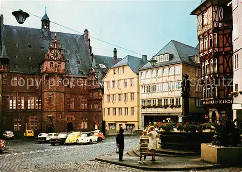 AK / Ansichtskarte Marburg_Lahn Marktplatz Rathaus Marburg_Lahn