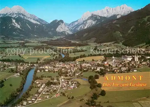 AK / Ansichtskarte Admont_Steiermark Fliegeraufnahme mit Benediktinerstift Stiftsbibliothek und Museum Admont_Steiermark