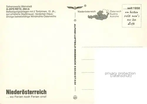 AK / Ansichtskarte Retz Fliegeraufnahme Retz