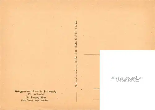 AK / Ansichtskarte Schleswig_Holstein Br?ggemann Altar Totengr?ber Schleswig_Holstein
