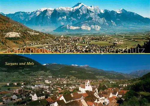AK / Ansichtskarte Sargans und Mels Panorama Alpen Sargans