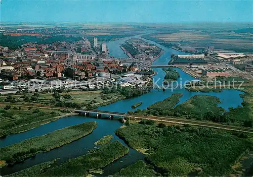 AK / Ansichtskarte Randers mit Gudenaa Fliegeraufnahme Randers