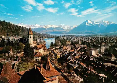 AK / Ansichtskarte Thun_BE Panorama mit Jungfrau Bluemlisalp und Niesen Thun_BE