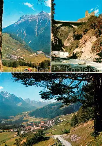 AK / Ansichtskarte Ramosch Schlossruine Tschanueff mit Piz Pisoc Ramosch