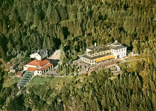 AK / Ansichtskarte Bergen_Norwegen Flyfoto av Floyen med toppstasjonen og restauranten Bergen Norwegen