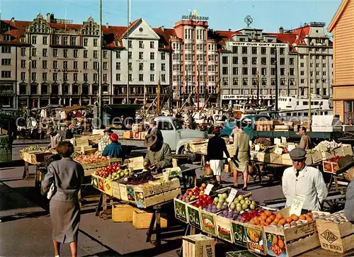 AK / Ansichtskarte Bergen_Norwegen Parti fra Torget Fruktsalg Bergen Norwegen