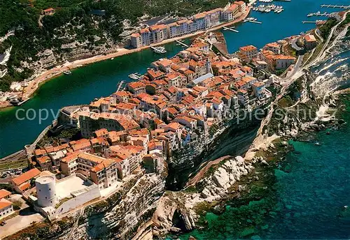 AK / Ansichtskarte Bonifacio_Corse_du_Sud La haute ville les falaises et le port Vue aerienne Bonifacio_Corse_du_Sud