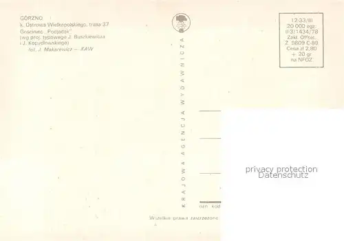 AK / Ansichtskarte Gorzno Ostrowa Wielkopolkiego Gosciniec Podjadek 