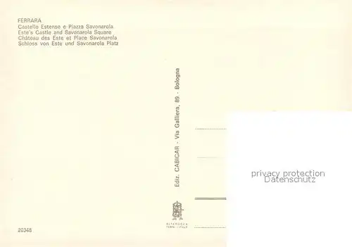 AK / Ansichtskarte Ferrara Castello Estense Piazza Savonarola Ferrara