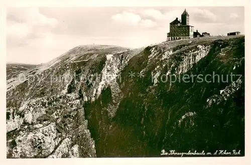 AK / Ansichtskarte Schneegrubenbaude und hohes Rad Schneegrubenbaude