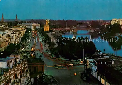 AK / Ansichtskarte Sevilla_Andalucia Paseo de Colon Torre del Oro y Guadalquivir Sevilla_Andalucia
