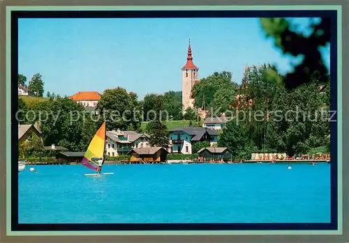 AK / Ansichtskarte Seewalchen_Attersee Ansicht vom See aus Windsurfen Seewalchen Attersee