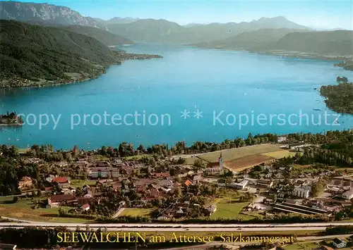 AK / Ansichtskarte Seewalchen_Attersee mit Hoellengebirge und Schafberg Fliegeraufnahme Seewalchen Attersee