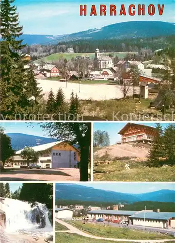 AK / Ansichtskarte Harrachov_Harrachsdorf Gesamtansicht Cottage Wasserfall Erholungszentrum Agrostroj Harrachov Harrachsdorf