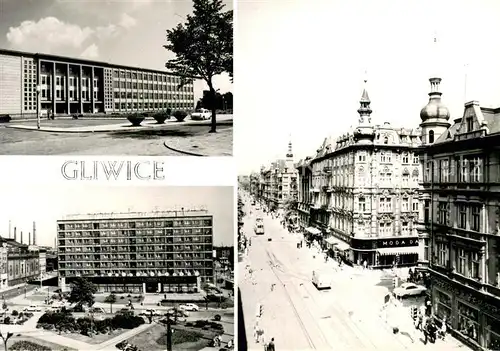 AK / Ansichtskarte Gliwice_Gleiwitz Politechnika Slaska Wydzial Budownictwa Przemyslowego i Ogolnego Plac Piastow Ulica Zwyciestwa Gliwice_Gleiwitz