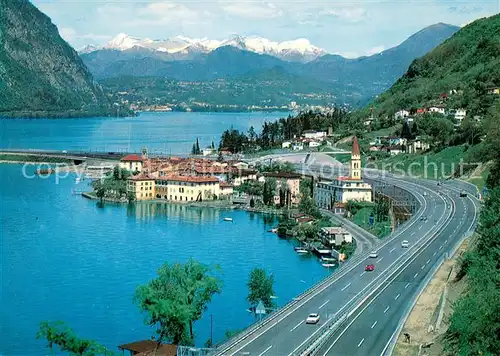 AK / Ansichtskarte Bissone_Lago_di_Lugano con l autostrada Bissone_Lago_di_Lugano