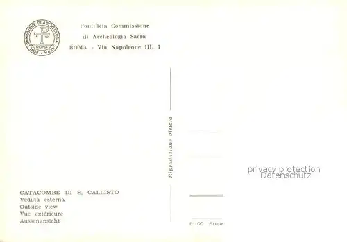AK / Ansichtskarte Roma_Rom Catacombe S. Callisto Roma_Rom