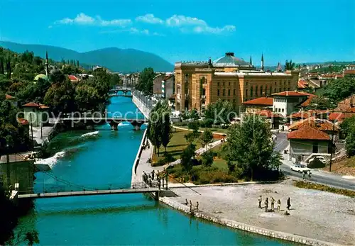 AK / Ansichtskarte Sarajevo Partie am Fluss Sarajevo