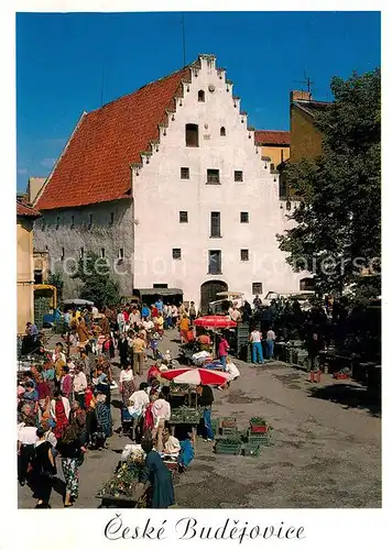 AK / Ansichtskarte Ceske_Budejovice Piaristick? namesti s budovou solnice Ceske Budejovice