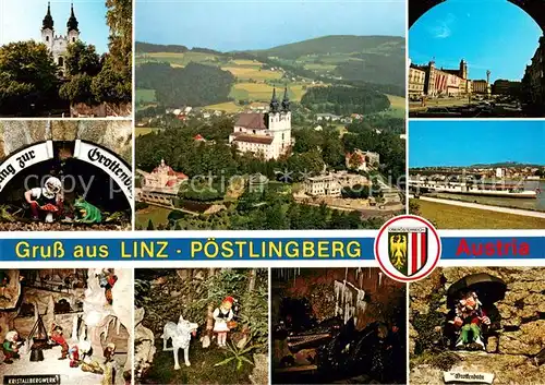 AK / Ansichtskarte Linz_Donau Fliegeraufnahme P?stlingsberg Grottenbahn mit Festungsturm Kristallberwerk  Linz_Donau