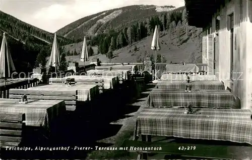 AK / Ansichtskarte Teichalpe Alpengasthof Pierer Terrasse mit Hochlantsch Teichalpe
