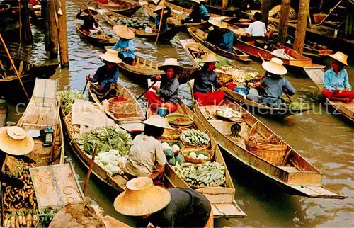 AK / Ansichtskarte Thailand Floating Markets at Damnonsaduok in the Rajburi Province Thailand