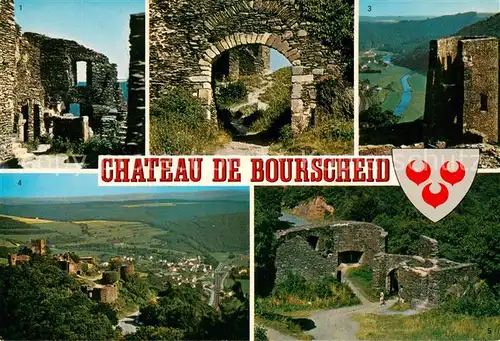 AK / Ansichtskarte Bourscheid_Luxembourg Chateau La Chapelle Castrale Porte dEntree de la deuxieme Cour Tour du Mur dEnceinte La Bastion vue interieure Bourscheid Luxembourg