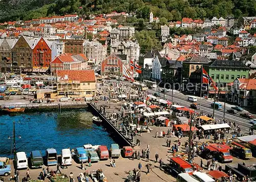 AK / Ansichtskarte Bergen_Norwegen En travel dag pa torget Bergen Norwegen