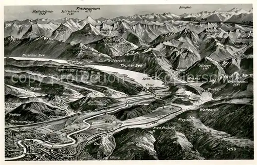 AK / Ansichtskarte Bern_BE und Umgebung Thuner See Alpenpanorama aus der Vogelperspektive Bern_BE