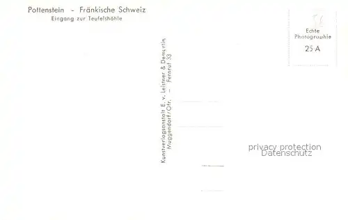 AK / Ansichtskarte Pottenstein_Oberfranken Eingang zur Teufelshoehle Fraenkische Schweiz Pottenstein_Oberfranken