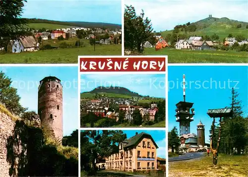 AK / Ansichtskarte Krusne_Hory Kovarska Medenec Vejprty Hrad Hasistejn Ceske Hamry hotel Pratelstvi Na vrcholu Klinovec Krusne Hory