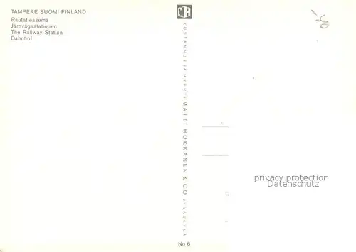 AK / Ansichtskarte Tampere Rautatieasema Tampere