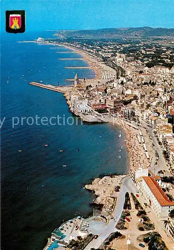 AK / Ansichtskarte Sitges Vista desde San Sebastian Fliegeraufnahme  Sitges