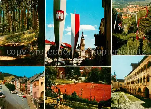 AK / Ansichtskarte Haag_Hausruck Steinerner Tisch Unterer Marktplatz Sessellift Luisenhoehe Marktplatz Tennisplatz Schlosshof Starhemberg Haag Hausruck