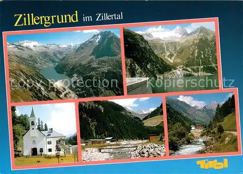 AK / Ansichtskarte Zillergrund Panorama Kirche Stausee Zillergrund