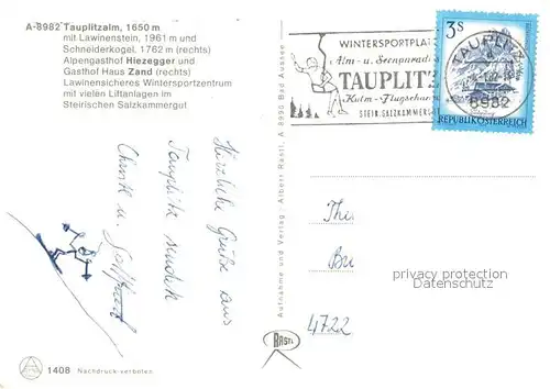 AK / Ansichtskarte Tauplitzalm mit Lawinenstein Schneiderkogel Alpengasthof Hiezegger und Gasthof Zand Tauplitzalm