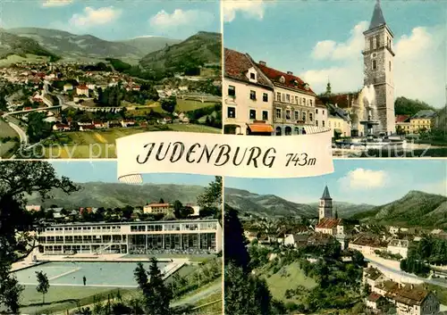 AK / Ansichtskarte Judenburg_Steiermark Panorama Brunnen Kirche Schwimmbad  Judenburg_Steiermark