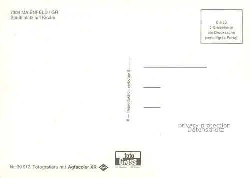 AK / Ansichtskarte Maienfelder_Furgga Stadtliplatz mit Kirche Maienfelder Furgga