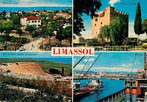 AK / Ansichtskarte Limassol General view Ancient theater of Corium Kolossi Castle Harbour Limassol