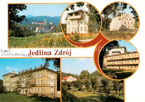 AK / Ansichtskarte Jedlina_Zdroj Ortsansicht mit Kirche Ferienhaeuser Sanatorium Jedlina Zdroj